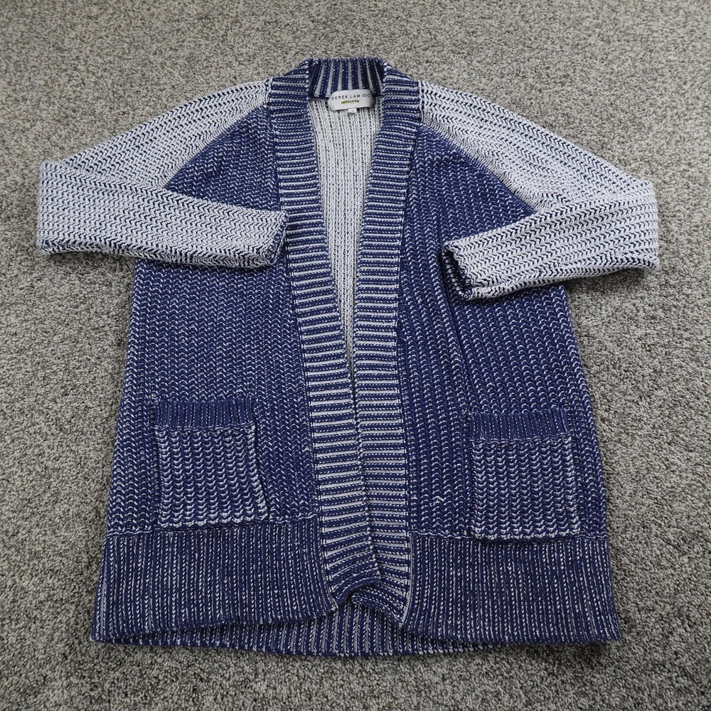 Athleta Cardigan Womens M Blue Derek Lam 10C Chunky Knit Open Front Wrap Sweater